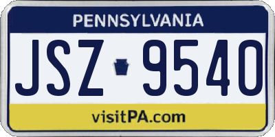 PA license plate JSZ9540