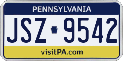 PA license plate JSZ9542