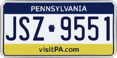 PA license plate JSZ9551