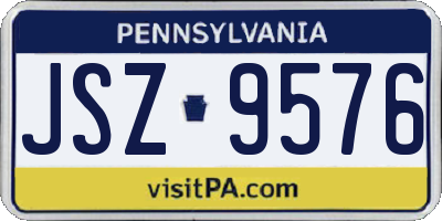 PA license plate JSZ9576
