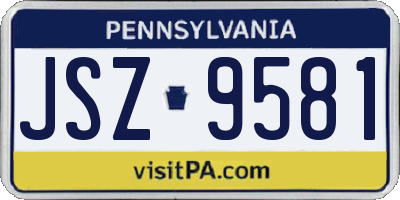 PA license plate JSZ9581