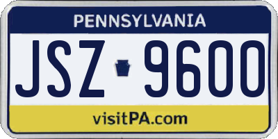 PA license plate JSZ9600