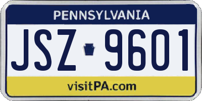 PA license plate JSZ9601