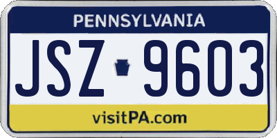 PA license plate JSZ9603