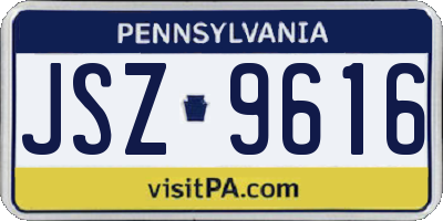 PA license plate JSZ9616
