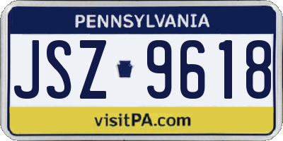 PA license plate JSZ9618