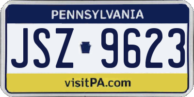 PA license plate JSZ9623