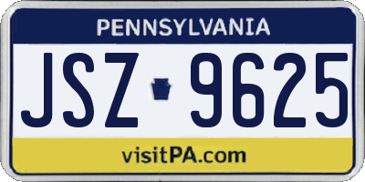 PA license plate JSZ9625