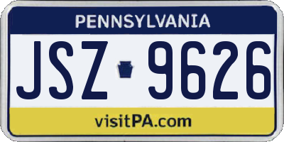 PA license plate JSZ9626