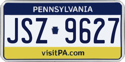 PA license plate JSZ9627