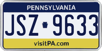 PA license plate JSZ9633
