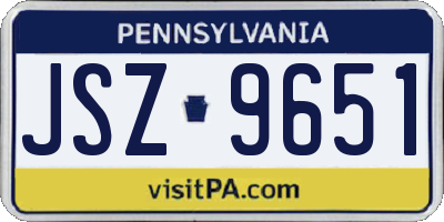 PA license plate JSZ9651