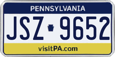 PA license plate JSZ9652