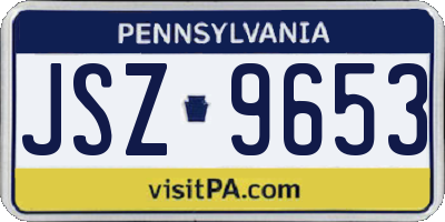 PA license plate JSZ9653