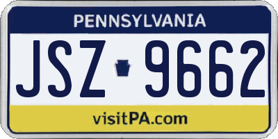 PA license plate JSZ9662