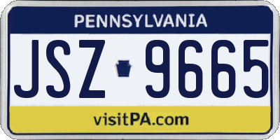 PA license plate JSZ9665