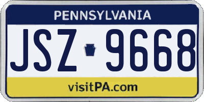 PA license plate JSZ9668