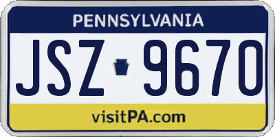 PA license plate JSZ9670