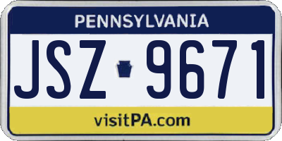 PA license plate JSZ9671
