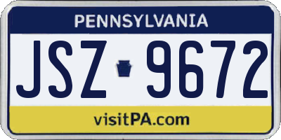 PA license plate JSZ9672