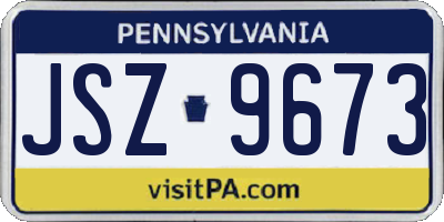 PA license plate JSZ9673