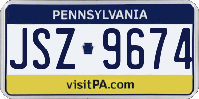 PA license plate JSZ9674