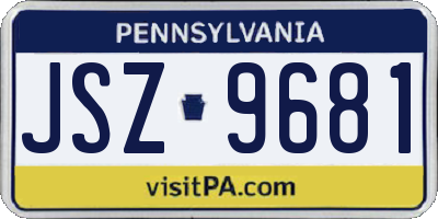 PA license plate JSZ9681