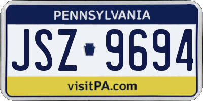 PA license plate JSZ9694