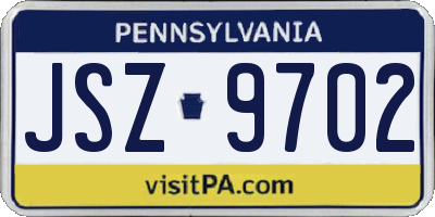 PA license plate JSZ9702