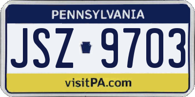 PA license plate JSZ9703