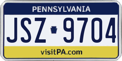 PA license plate JSZ9704