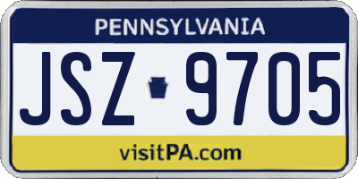 PA license plate JSZ9705