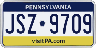 PA license plate JSZ9709