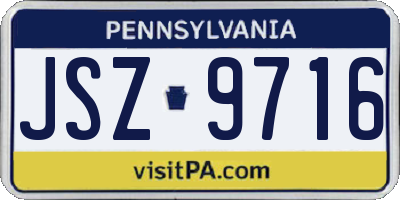 PA license plate JSZ9716