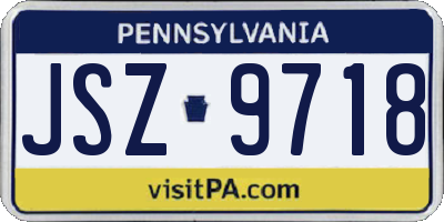 PA license plate JSZ9718