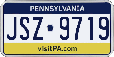 PA license plate JSZ9719
