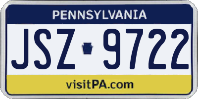 PA license plate JSZ9722