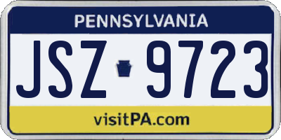 PA license plate JSZ9723
