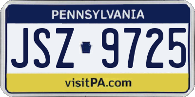 PA license plate JSZ9725