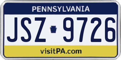 PA license plate JSZ9726