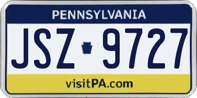 PA license plate JSZ9727