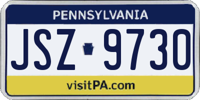 PA license plate JSZ9730