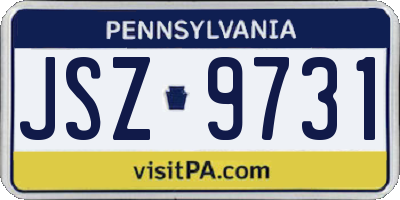 PA license plate JSZ9731
