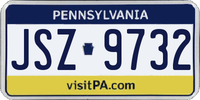 PA license plate JSZ9732