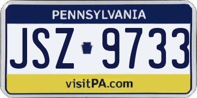 PA license plate JSZ9733