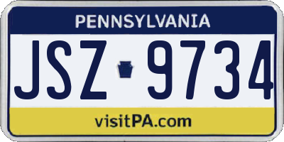 PA license plate JSZ9734