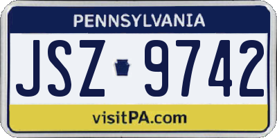 PA license plate JSZ9742