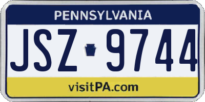 PA license plate JSZ9744