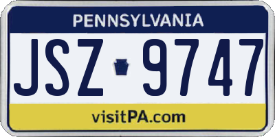 PA license plate JSZ9747