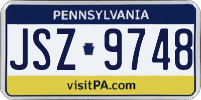 PA license plate JSZ9748